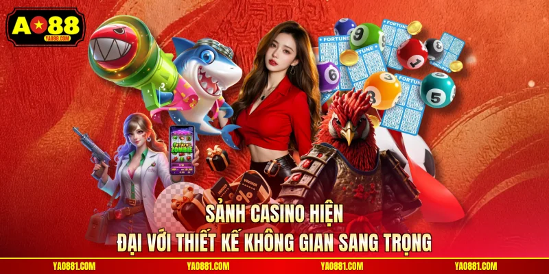 Sảnh casino hiện đại với thiết kế không gian sang trọng